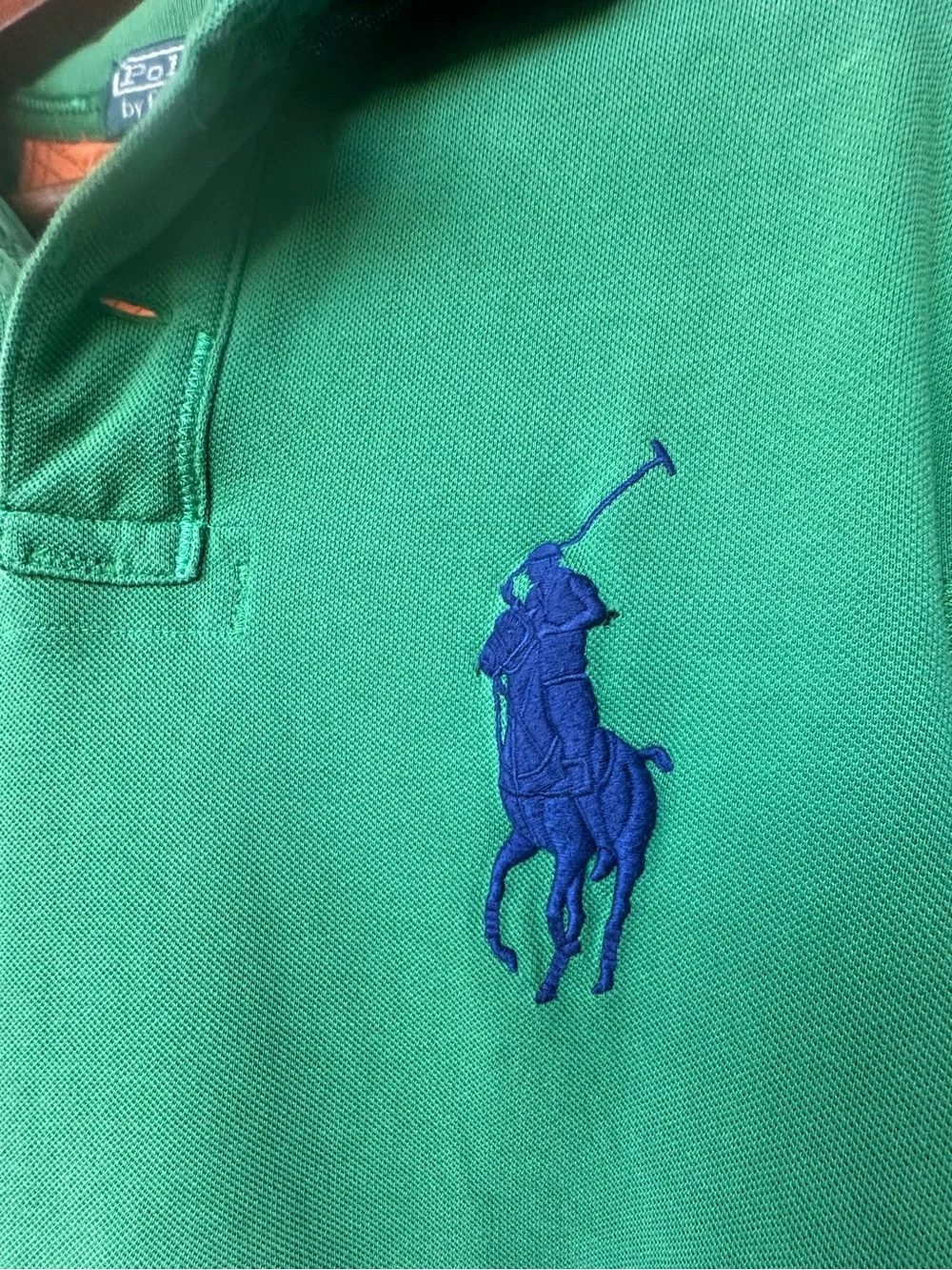 Polo Ralph Lauren Green Polo Big Navy Pony Classic Preppy Shirt Premium Detail M